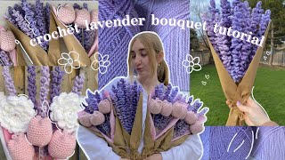 how to crochet a lavender bouquet BEGINNER updated tutorial [upl. by Valorie609]