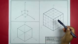 PERSPECTIVA AXONOMETRICA Isométrica trazado ejes cubo y malla isométrica [upl. by Rhyner76]