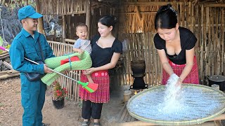 Single mother fences vegetable garden and cook delicious HMong specialties from corn flour [upl. by Hammock]