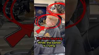 The kid is laughing while the barber is crying short videoshort short funny laugh barbershop [upl. by Ahilam]