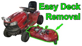 How to REMOVE MOWER DECK on CRAFTSMAN riding tractor [upl. by Crispen]