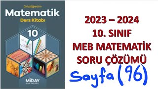 10sınıf MEBMatematik sayfa 96 Konu değerlendirme soruları Miray yayınları [upl. by Inalawi]