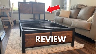 VECELO Bed Frame with Rustic Wood Headboard  Quick Review [upl. by Joseito204]