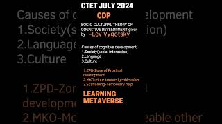 Lev Vygotsky Socio cultural theory for CTET JULY 2024 ctetjuly2024 [upl. by Avonasac]