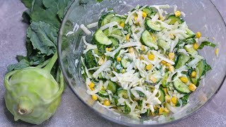 Leckerer Salat in 3 Min Ich werde nie müde den Salat zu essen Kohlrabi Gurken Salat mit Joghurt [upl. by Alya]