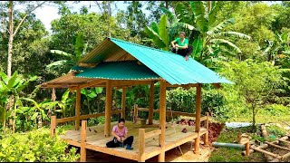 Alone Girl BUILD LOG CABIN Corrugated Iron And Wooden Flooring Strip For Wooden House [upl. by Mireielle]