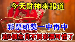 今天財神來報道！彩票頭獎一中再中！這5個生肖不買彩票可惜了！抓住機遇連旺十年！運勢 風水 佛教 生肖 发财 横财 【佛之緣】 [upl. by Nimra116]