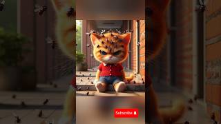 Flies attack on cute cat 😱😿🪰 cat aicat shorts cutecat [upl. by Nielson]