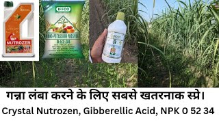 गन्ना लंबा करने के लिए सबसे खतरनाक स्प्रे । crystal Nutrozen Gibberellic Acid NPK 0 52 34 viral [upl. by Ailehpo]