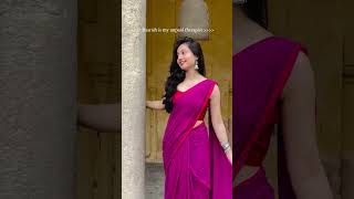 Dahlia Girl Saree  Influencer Nandhini Singh in Pink Cotton Saree  I Love Sarees shorts [upl. by Memberg702]