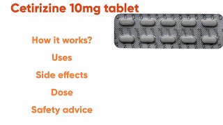 Cetirizine tabletZyrtec tablet 10mgUsesHow it works DoseSafety advice [upl. by Dammahum]