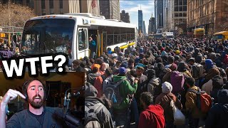 Migrants Flood NYC To Avoid Trump Deportations  Asmongold Reacts [upl. by Marder]