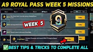 PUBG A9 WEEK 5 MISSION 🙏A9 WEEK 5 MISSION EXPLAINED🙏A9 ROYAL PASS WEEK 5 MISSION🙏RP MISSIONS WEEK 5🙏 [upl. by Edaw]