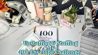 Unstuffing and Cash Stuffing My 100 Envelope Challenge  My Budgeting Journey  Self Care [upl. by Khai]