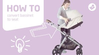 MaxiCosi  Zelia stroller  How to convert bassinet to seat [upl. by Ferretti]