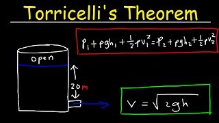 Torricellis Theorem amp Speed of Efflux Bernoullis Principle Fluid Mechanics  Physics Problems [upl. by Neemsay]