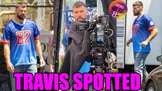 Travis Kelce SPOTTED on the set for Lowes commercial shoot with Christian McCaffrey [upl. by Annaerdna986]