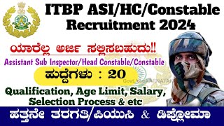 ITBP ASIHCConstable Recruitment 2024  ITBP ASIHCConstable Qualification Details 2024  ITBP [upl. by Artus]