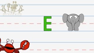 Write the letter E  Alphabet Writing lesson for children  The Singing Walrus [upl. by Lossa62]