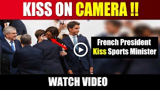 French President Emmanuel Macron Kiss His Sports Minister On Camera  french president video [upl. by Orapma]