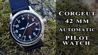 Corgeut 42 mm pilot automatic watch  Miyota 821ASapphireStainless steel 188 review flieger [upl. by Belvia835]