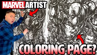 MARVEL ARTIST vs GIANT COLORING PAGE  100 WOLVERINES  50 DEADPOOL VARIANTS [upl. by Mussman]