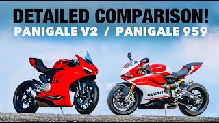 Ducati Panigale V2 VS Ducati Panigale 959 Comparison Complete Walkaround [upl. by Ahsekar657]