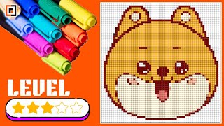 Handmade Pixel Art  How To Draw quotCute Happy Dogquot Row by Row [upl. by Ihsoyim]