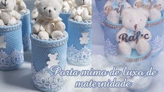 Como fazer cofrinho personalizado de luxo com ursinho de maternidade [upl. by Issim226]