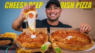 CHEESY CHICAGO DEEP DISH PIZZA MUKBANG  ROSATIS AUTHENTIC CHICAGO PIZZA [upl. by Cathrin]