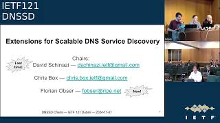 IETF 121 Extensions for Scalable DNS Service Discovery DNSSD 20241107 1530 [upl. by Aenil]