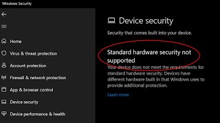 Fix Windows Security Device Security Error Standard Hardware Security Not Supported On Windows 11 [upl. by Geoff]