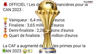 OFFICIEL Les dotations financières pour la CAN 2023Vainqueur  64 mil [upl. by Marder]