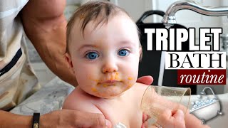 Triplet Babies Bath Time Routine IN THE SINK [upl. by Donahoe]