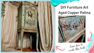 DIY Furniture Art Layer Moulds Decoupage Texture Stencils amp More Handpainted Aged Copper Patina [upl. by Ettenot122]