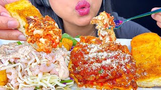 LASAGNA WITH RICOTTA CHEESE GARLIC BREAD amp SHRIMP SALAD  ASMR  MUKBANG  FOOD SOUNDS [upl. by Retsev110]