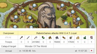 Travian BIGGEST ARMY Hammer WW Attack  RYF WON America 2 [upl. by Annaik]