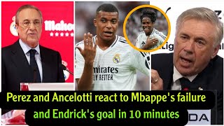 Perez and Ancelotti react to Mbappes failure with Real Madrid and Endricks goal in 10 minutes [upl. by Seravaj]