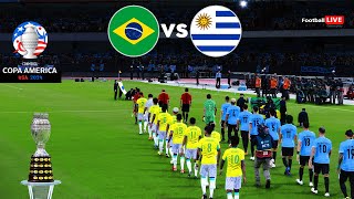 BRAZIL vs URUGUAY I COPA AMERICA 2024 QUARTER FINAL  FULL MATCH ALL GOALS  REALISTIC PES GAMEPLAY [upl. by Htebzil125]