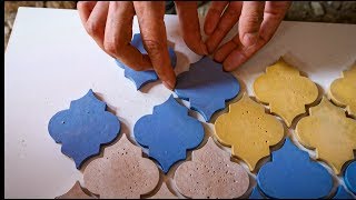 DIY Mini Cement Tiles  Arabesque Mosaic  Color Concrete  STONEIDEA [upl. by Ajit333]