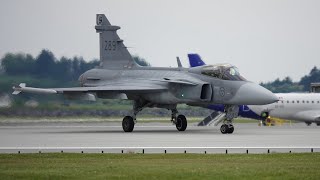 JAS39C Grippen Display At Sola Airshow 2024 [upl. by Bluma404]