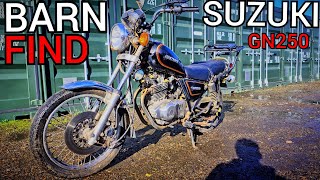 WILL IT START SAT 15 YEARS BARN FIND CLASSIC SUZUKI GN250 MOTORBIKE RESTORATION PART 1 [upl. by Hardner]