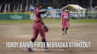 Jordy Bahl Makes First Strikeout In A Nebraska Softball Uniform [upl. by Yenoh767]