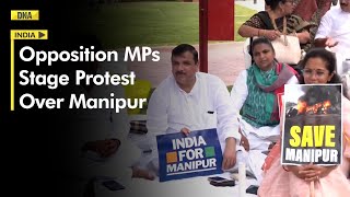 Opposition MPs stage overnight sitin protest amid deadlock in Parliament over Manipur [upl. by Tanhya451]