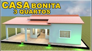 Planta de Casa Com 3 Quartos e cozinha americana [upl. by Aramoix]