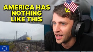 American reacts to European HIGH SPEED TRAINS for the first time [upl. by Elysha837]