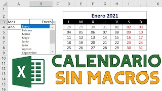 📅 Cómo HACER  INSERTAR un CALENDARIO PERPETUO y DINAMICO en EXCEL 👉 SIN MACROS  2023 [upl. by Bryner842]