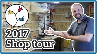 WOODWORKING SHOP LAYOUT – Shop Tour 2017  DIY workshop ideas [upl. by Forland]