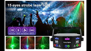 ALIEN 15 EYE RGB Disco DJ Beam Laser Light Projector DMX Remote Strobe Stage Lighting Effect [upl. by Isabelita]