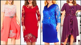 60Elegant Designer Plus Size Women Lace Patch Formal Cocktail Sheath Chiffon Floral Midsummer dress [upl. by Kciredorb]